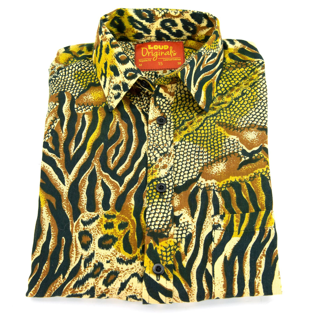 Regular Fit Short Sleeve Shirt - Jungle Menagerie - Gold