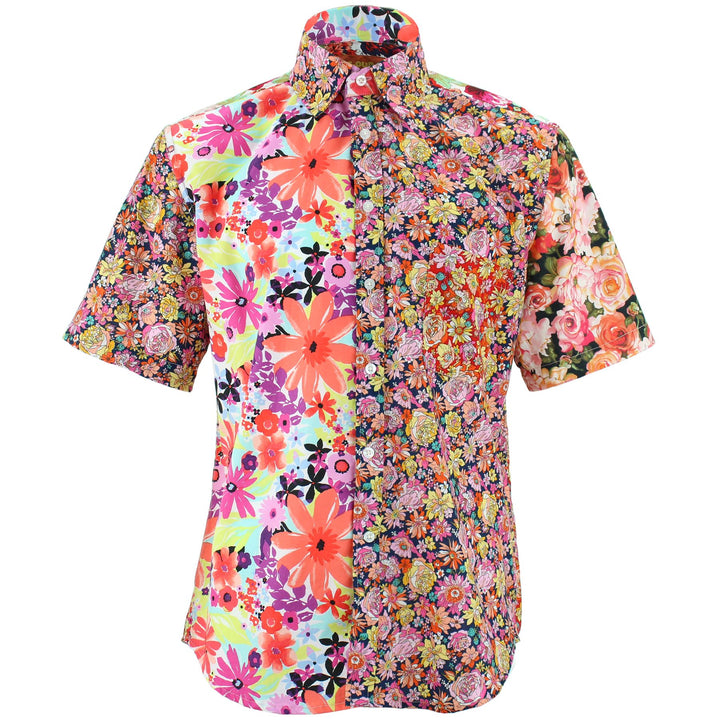 Regular Fit Short Sleeve Shirt - Random Mixed Panel - Floral