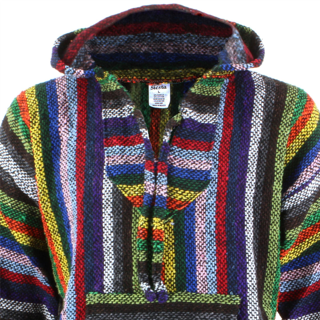 Mexican Baja Jerga Hoody - Vibrant Stripe