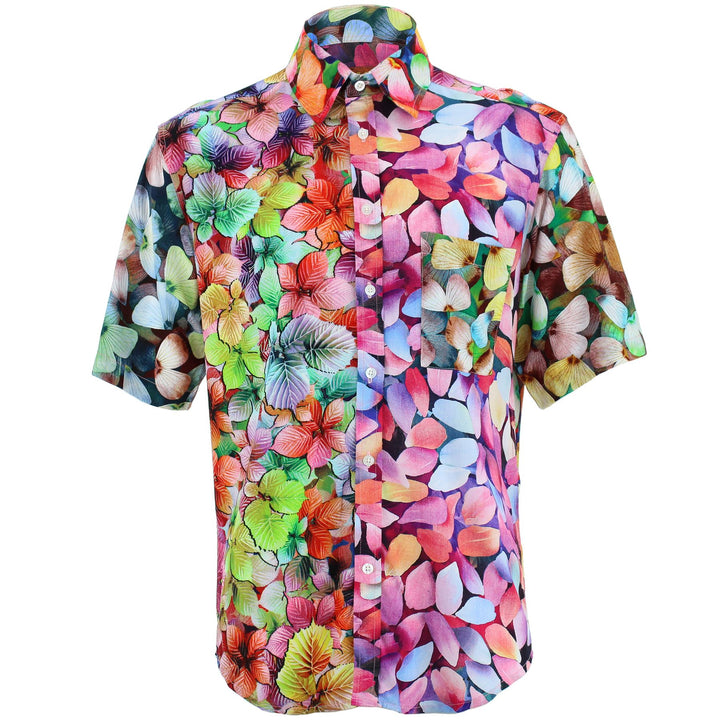 Regular Fit Short Sleeve Shirt - Random Mixed Panel - Petal