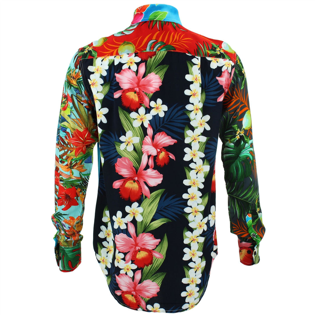 Regular Fit Long Sleeve Shirt - Random Mixed Panel - Tropical