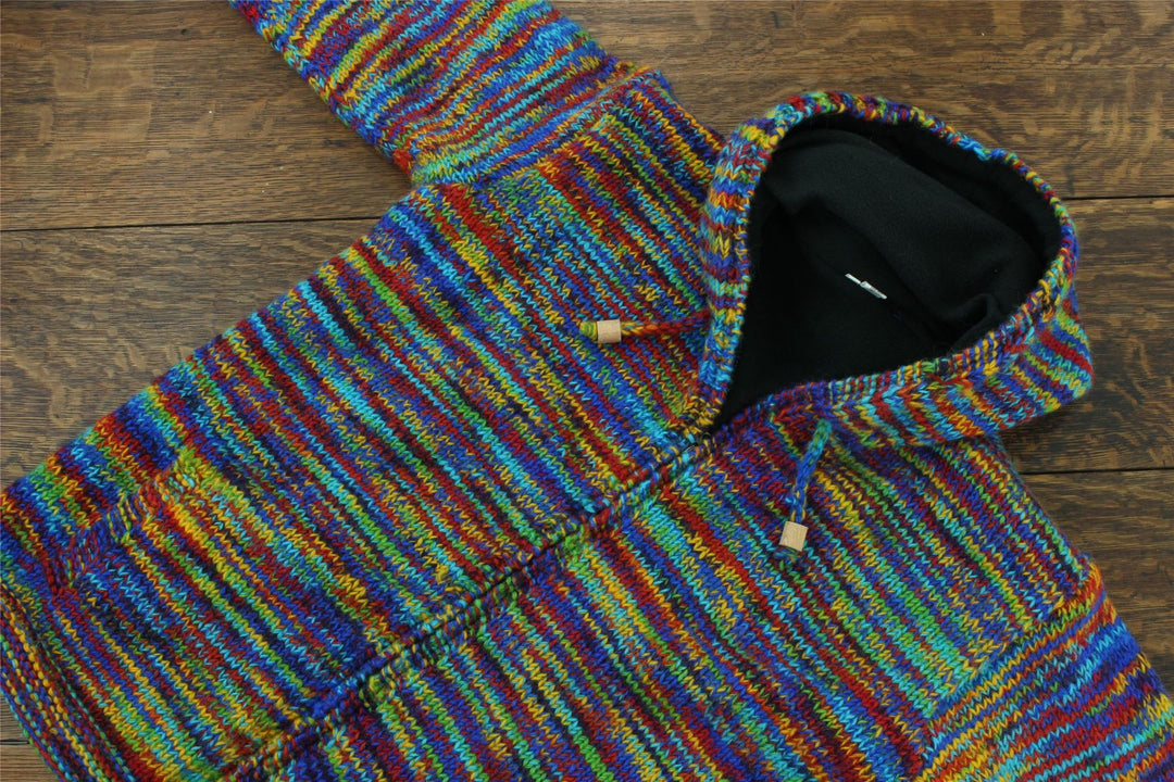 Hand Knitted Wool Hooded Jacket Cardigan - SD Rainbow