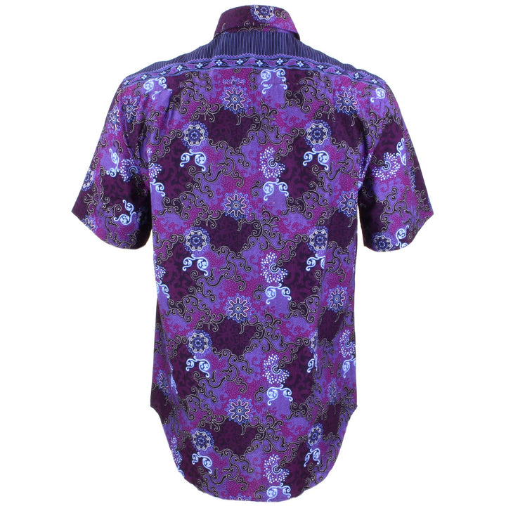 Regular Fit Short Sleeve Shirt - Purple Abstract Swirls