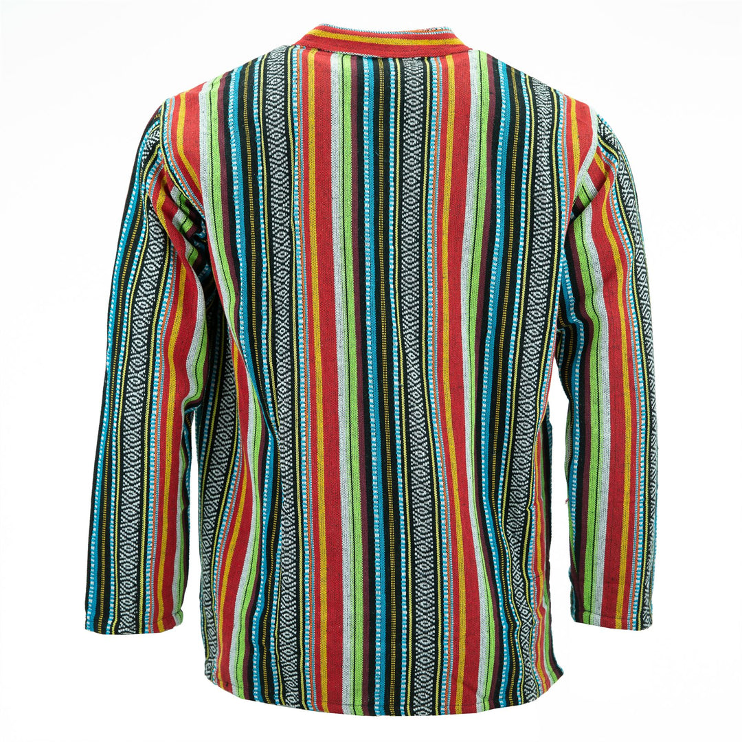 Woven Cotton Grandad Shirt - Mexican Diamond