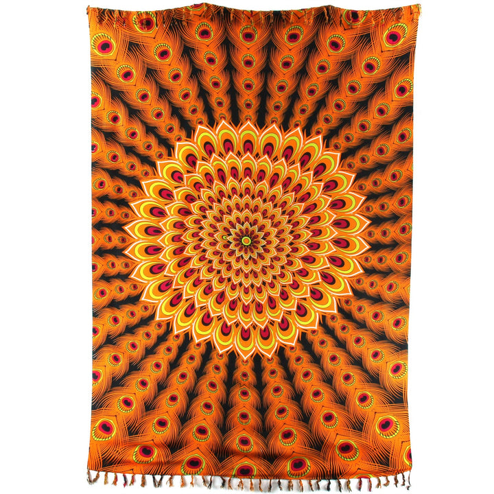 Viscose Rayon Sarong - Peacock - Orange & Red