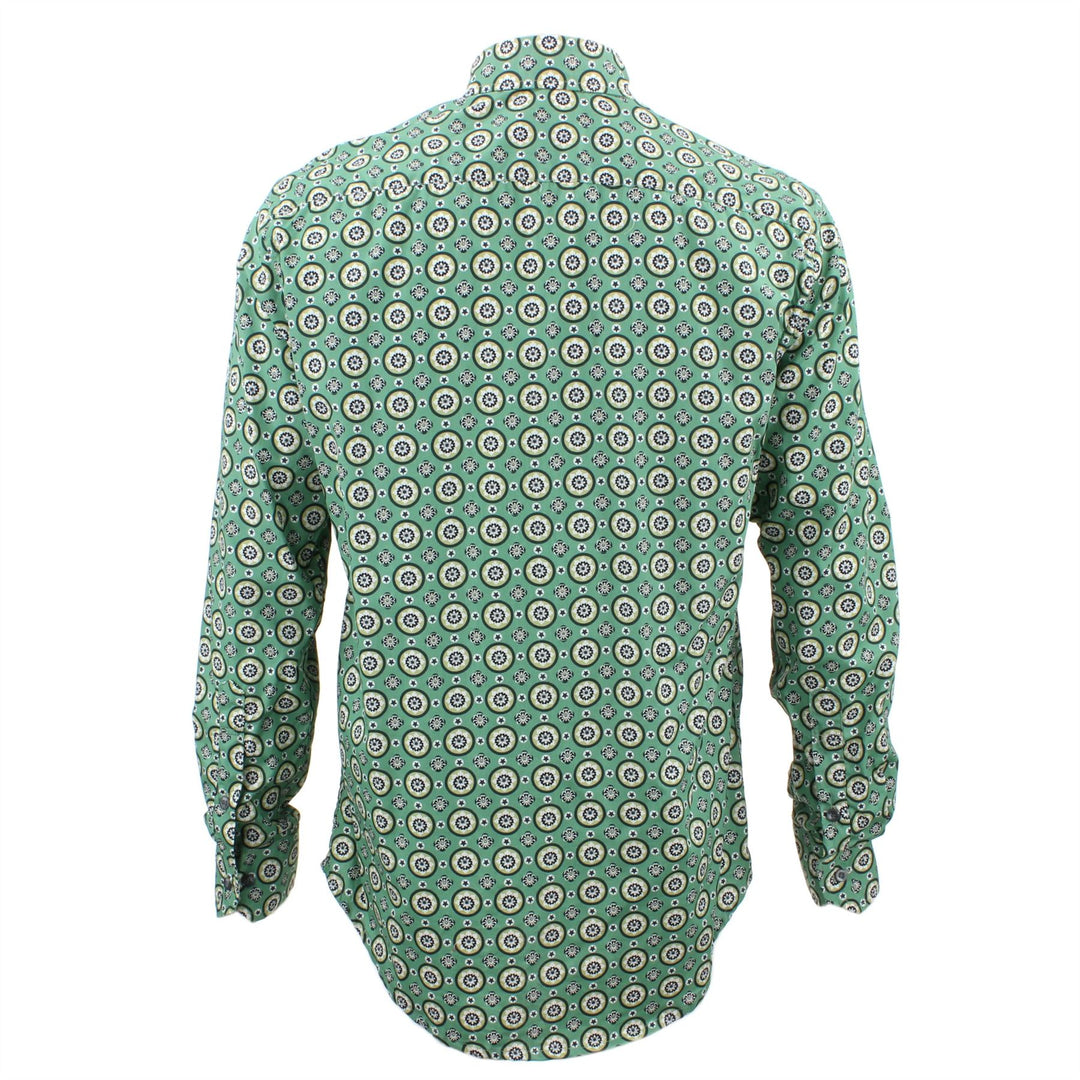 Tailored Fit Long Sleeve Shirt - Green Circle Print