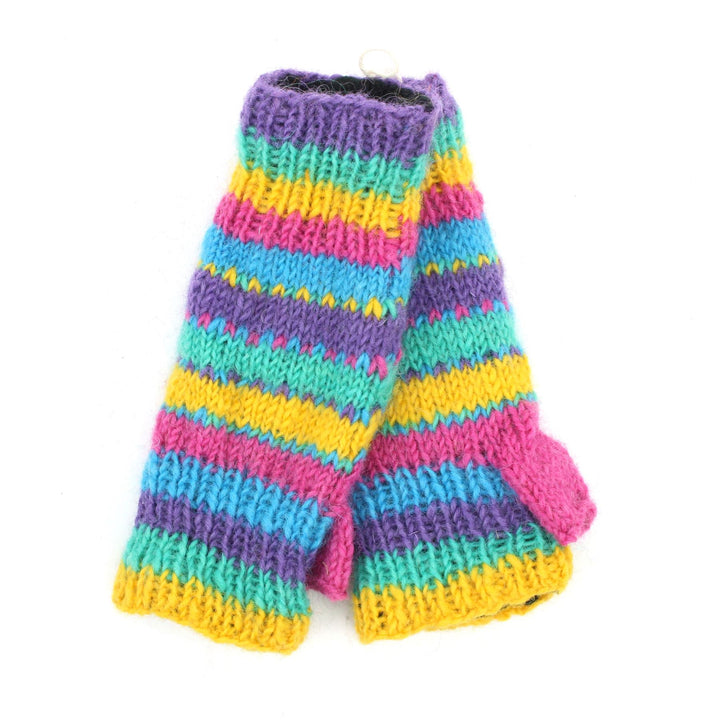 Hand Knitted Wool Arm Warmer - Stripe - Tik Tik Multi Pastel