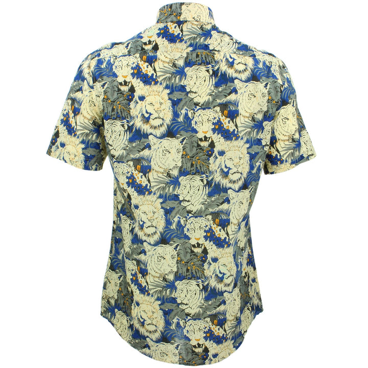 Tailored Fit Short Sleeve Shirt - Lion Tiger Jungle