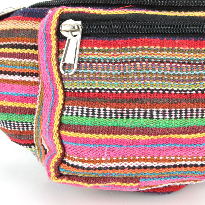 Canvas Bum Bag Money Belt Fanny Pack Pink & Multi Mix