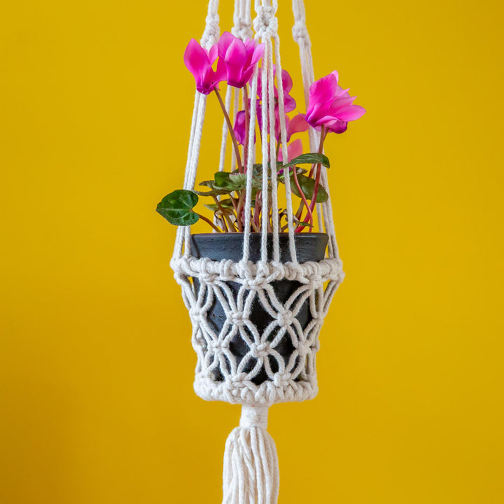 Macrame Hand Woven Rope Hanging Planter - Small (9cm Pot)