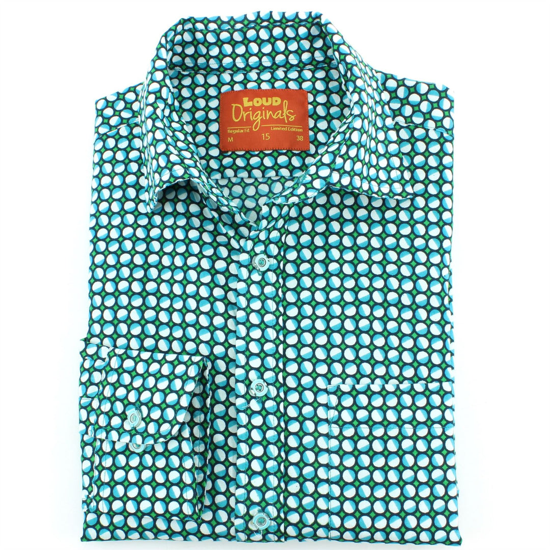 Regular Fit Long Sleeve Shirt - Green & Blue Circles