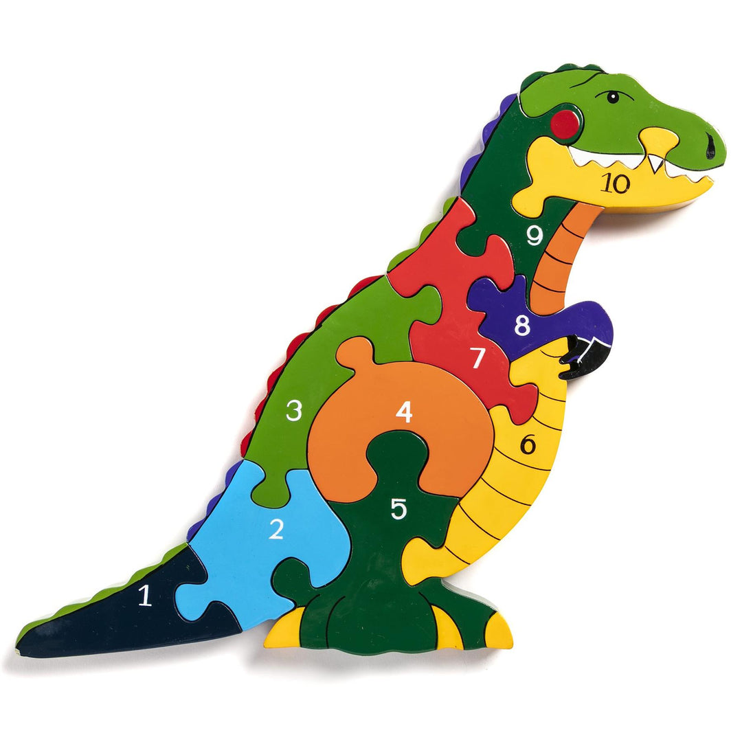 Handmade Wooden Jigsaw Puzzle - Number T-Rex