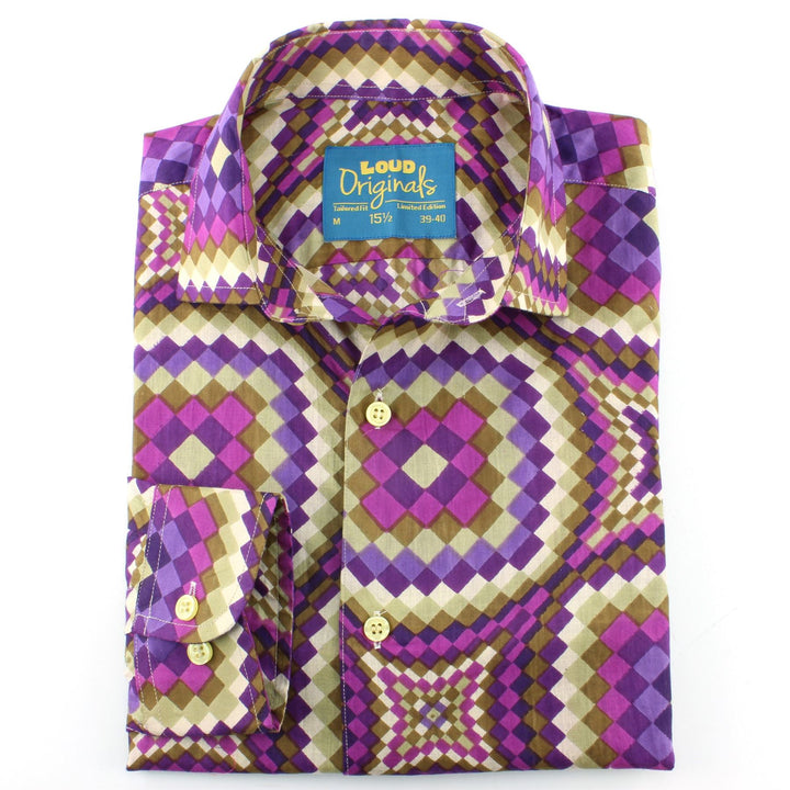 Tailored Fit Long Sleeve Shirt - Purple Illusion