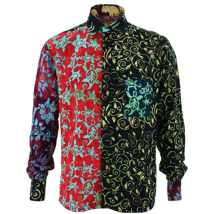 Regular Fit Long Sleeve Shirt - Random Mixed Panel - Bali Batik