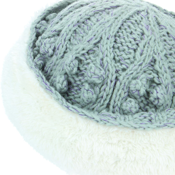 Acrylic Knit Beanie Hat - Light Grey