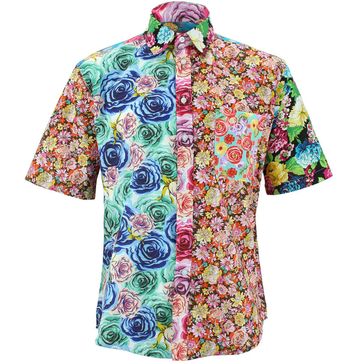 Regular Fit Short Sleeve Shirt - Random Mixed Panel - Floral