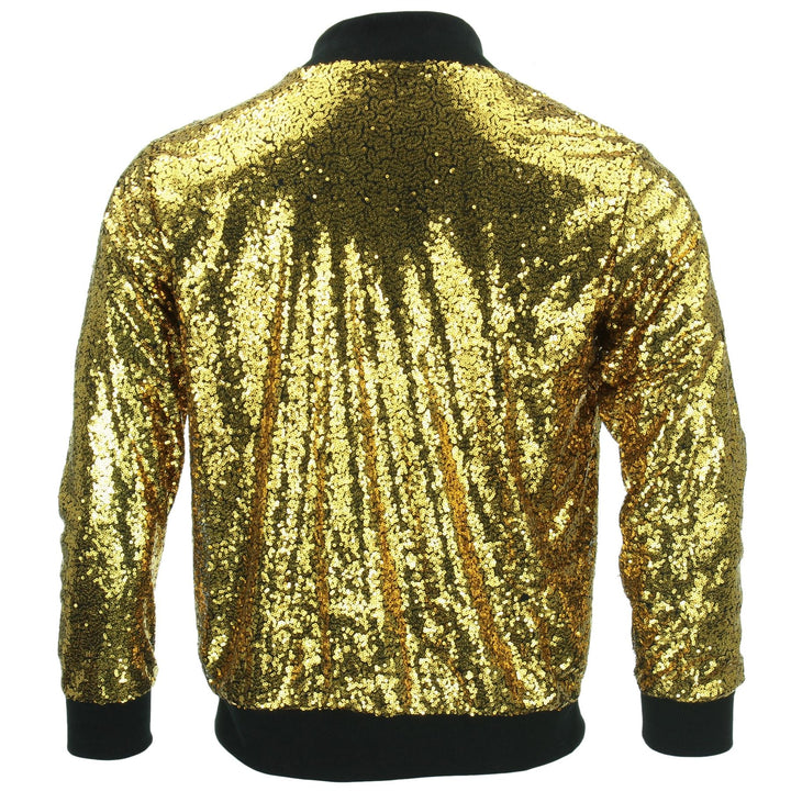 Unisex Sequin Bomber Jacket - Gold