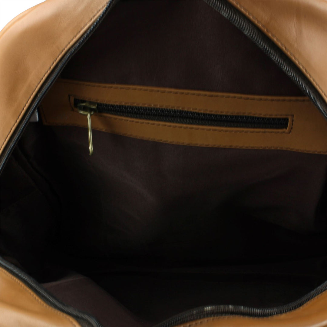 Real Leather Backpack Rucksack Bag - Tan