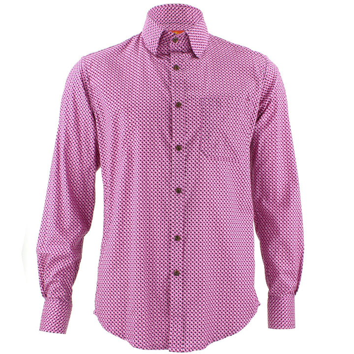 Tailored Fit Long Sleeve Shirt - Pink Stitching