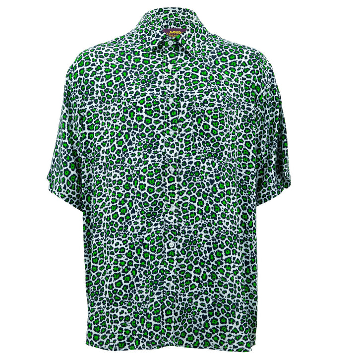 Regular Fit Short Sleeve Shirt - Green Leopard