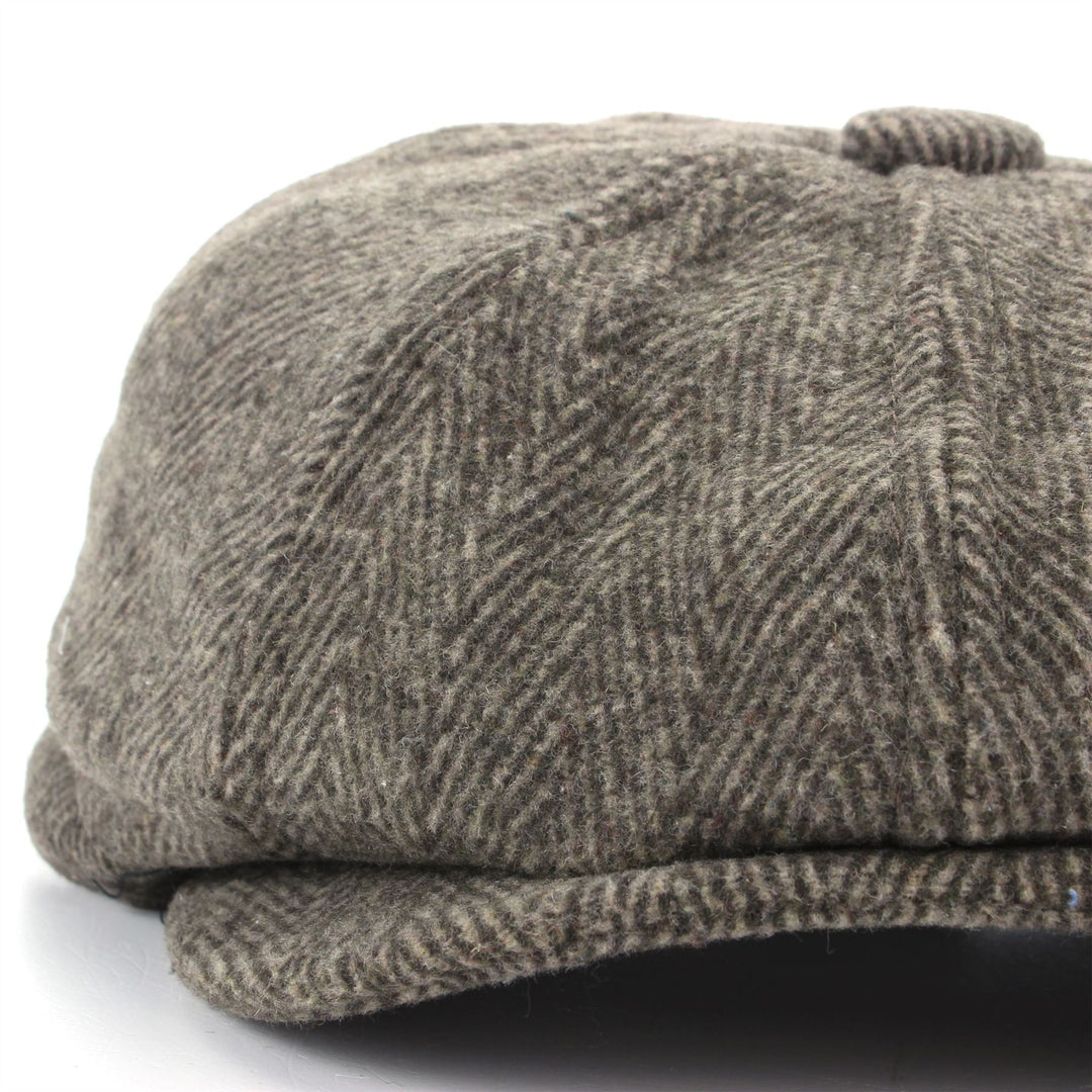 Wool Tweed Gatsby Newsboy 8 Panel Flat Cap Hat - Brown