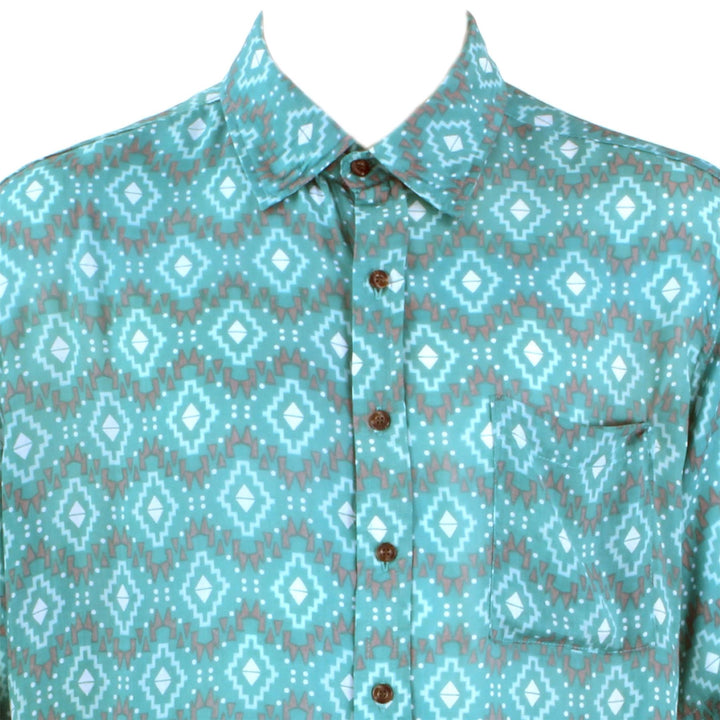 Regular Fit Short Sleeve Shirt - Turquoise Aztec