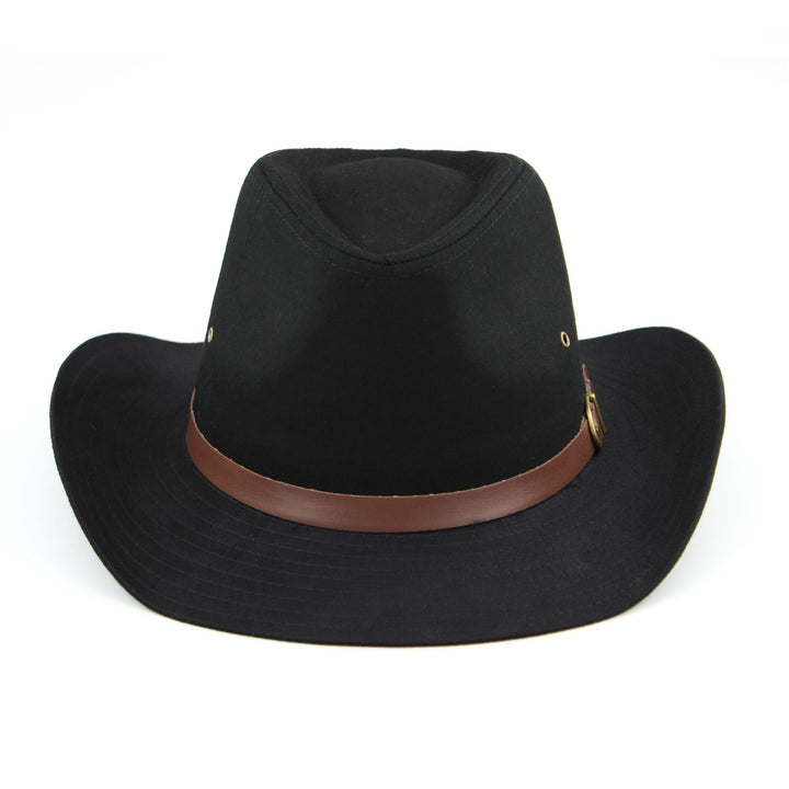 Wide Brim Cotton Cowboy Hat - Black