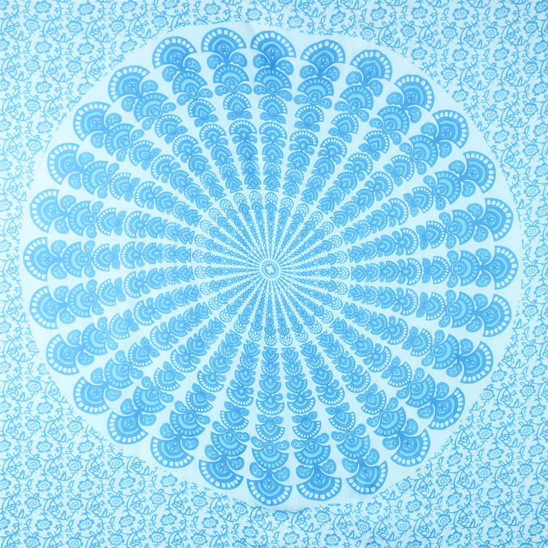 Viscose Rayon Sarong - Mandala - Light Blue