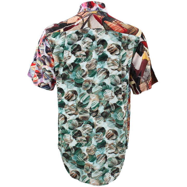 Regular Fit Short Sleeve Shirt - Random Mixed Panel - Abstract