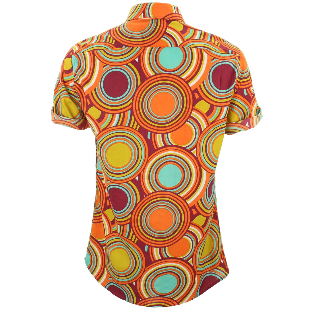 Tailored Fit Short Sleeve Shirt - Retro Circle Orange Mustard