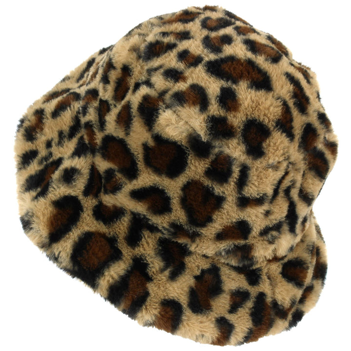 Faux Fur Bucket Hat - Fluffy Leopard