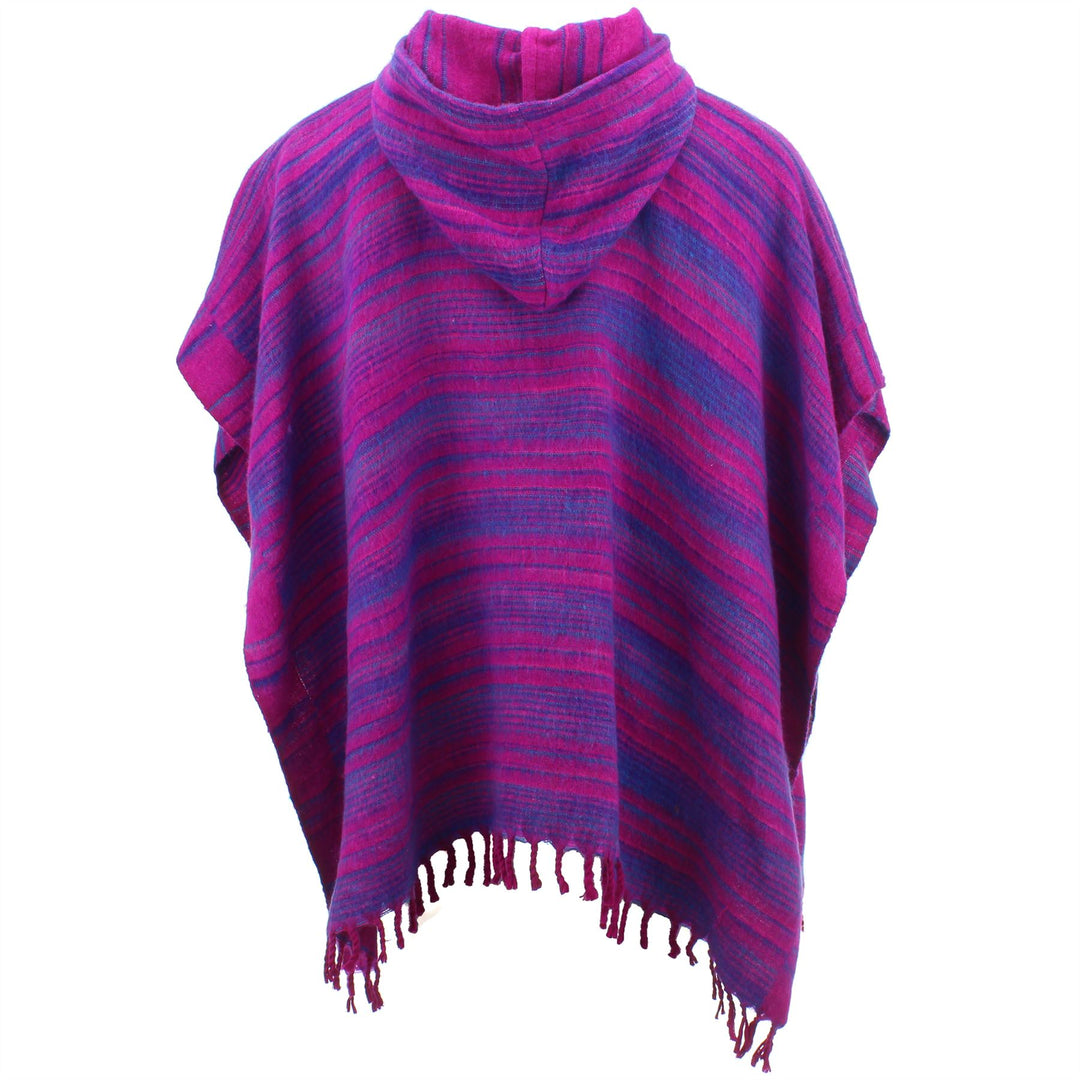 Hooded Square Poncho - Pink