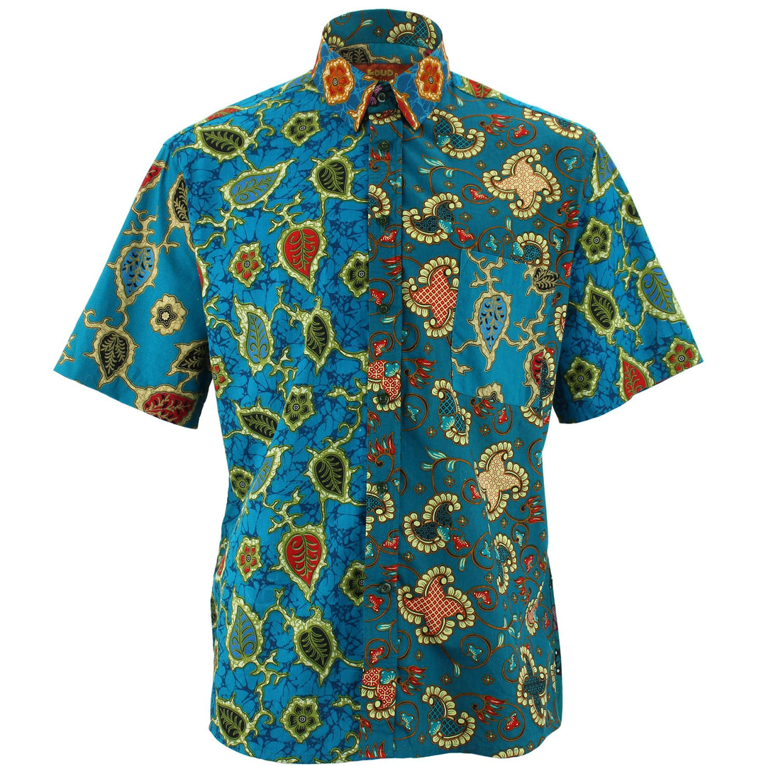 Regular Fit Short Sleeve Shirt - Random Mixed Panel - Batik