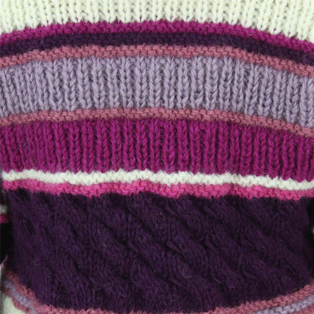 Chunky Wool Multi Knit Hoodie - Pink