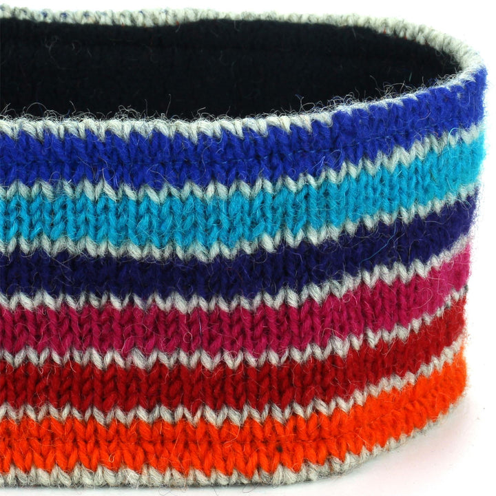 Wool Kint Headband - Stripe Blue