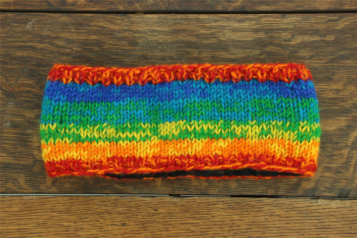 Hand Knitted Wool Headband  - SD Shredded Rainbow