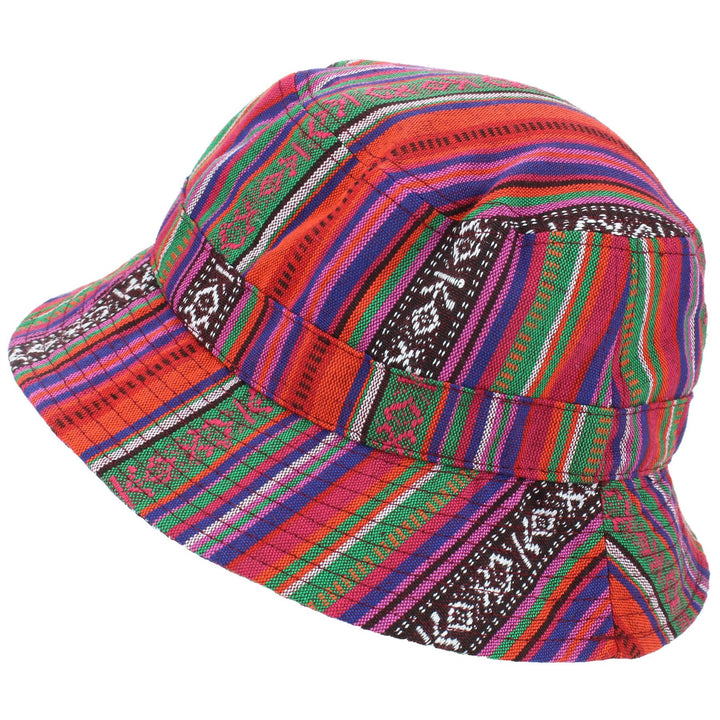 Aztec Print Bucket Hat - Red