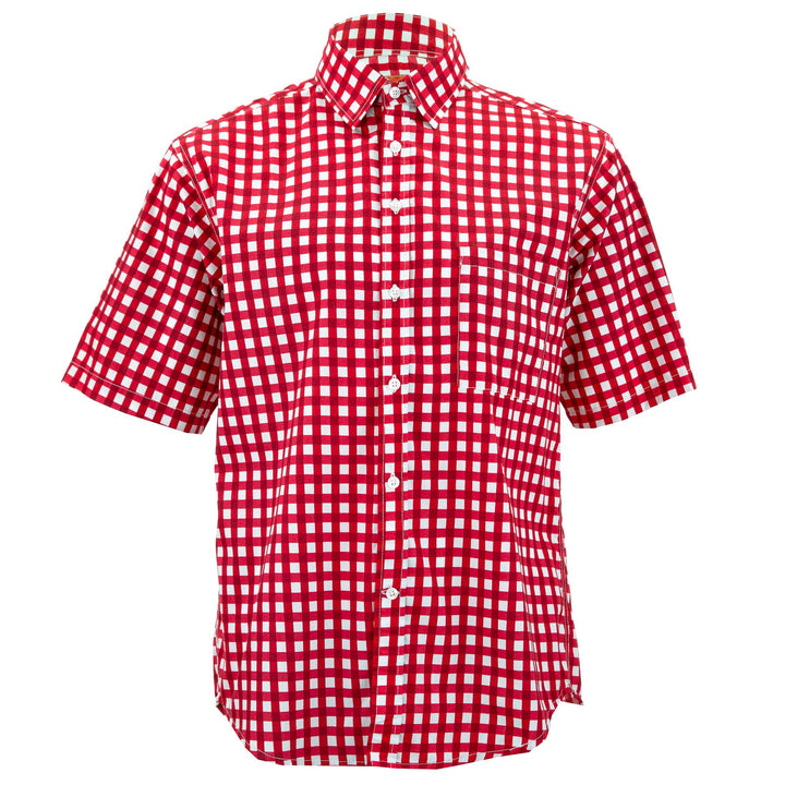 Regular Fit Short Sleeve Shirt - Gingham Check - Red