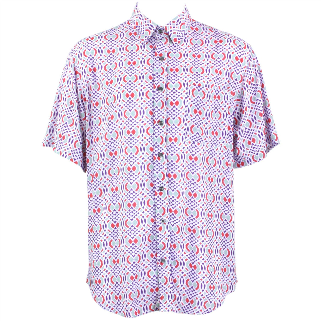 Regular Fit Short Sleeve Shirt - Pink & Purple Abstract