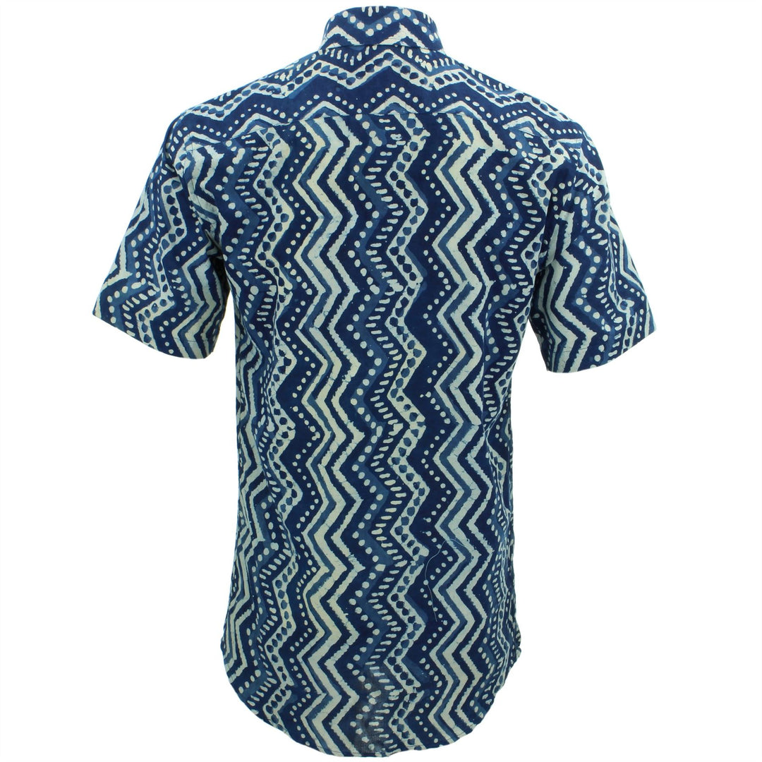 Tailored Fit Short Sleeve Shirt - Block Print - Zig Zags