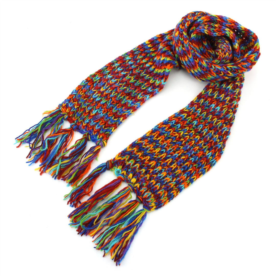 Hand Knitted Wool Scarf - SD Rainbow