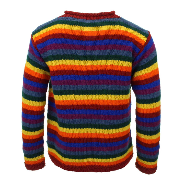 Chunky Wool Knit Jumper - Stripe Rainbow