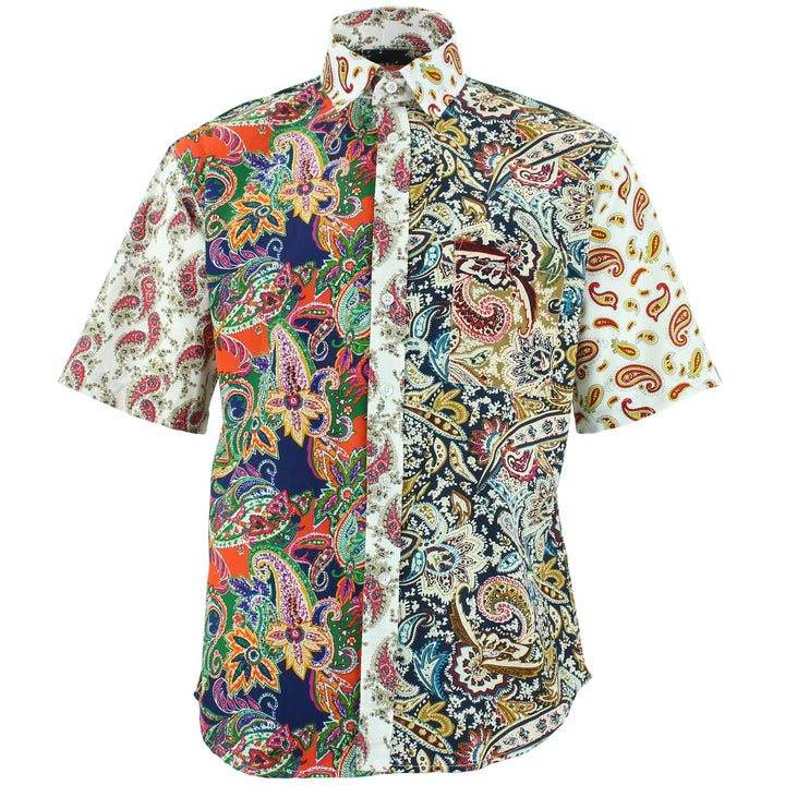 Regular Fit Short Sleeve Shirt - Random Mixed Panel - Paisley