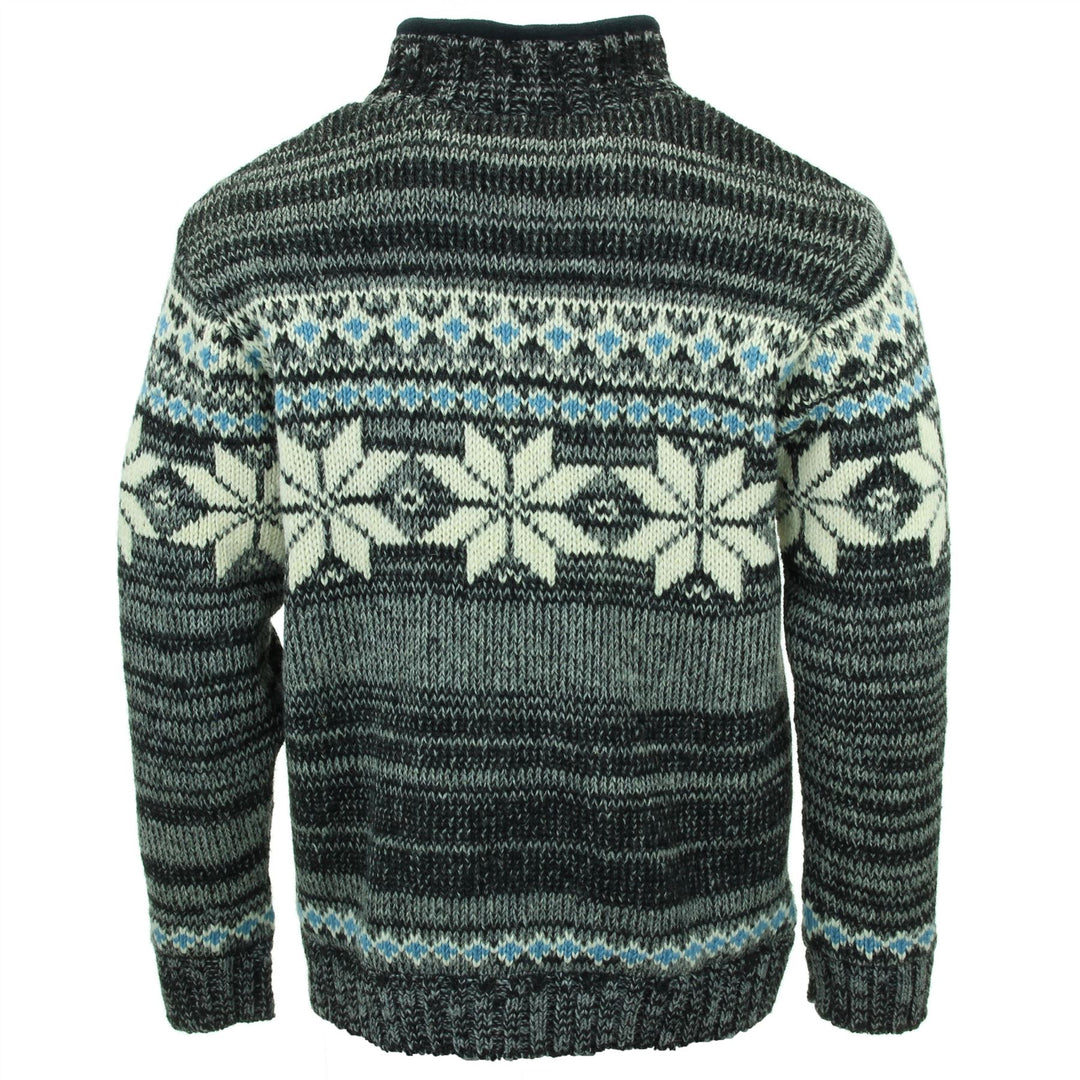 Hand Knitted Wool Jacket Cardigan - Fairisle Grey