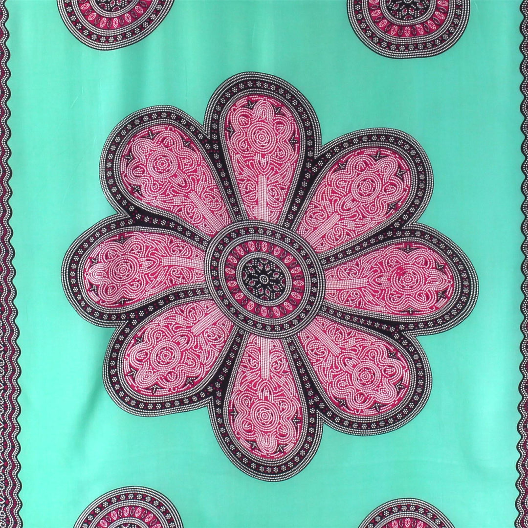 Viscose Rayon Sarong - Flower mandala - Green & Red