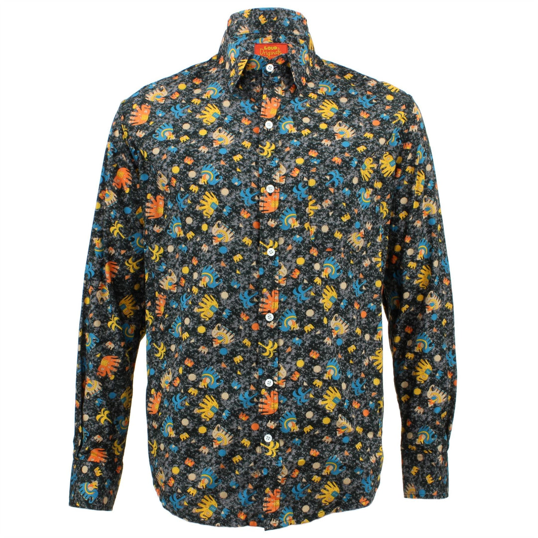 Tailored Fit Long Sleeve Shirt - Colourful elephants