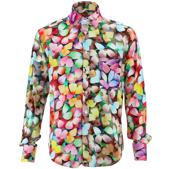 Regular Fit Long Sleeve Shirt - Random Mixed Panel - Petal