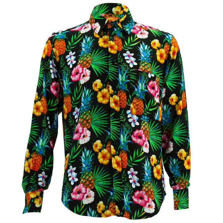 Regular Fit Long Sleeve Shirt - Totally Tropical - Black