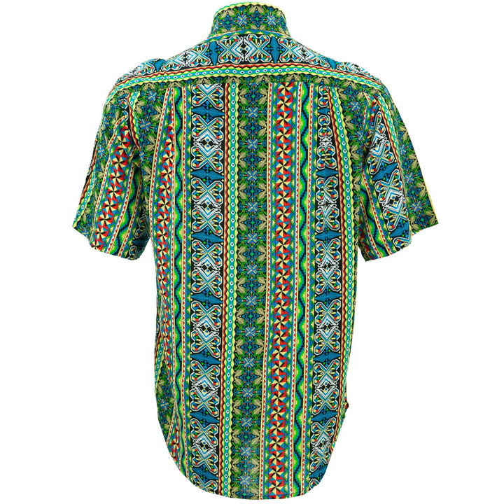 Regular Fit Short Sleeve Shirt - Geometric Aztec - Green