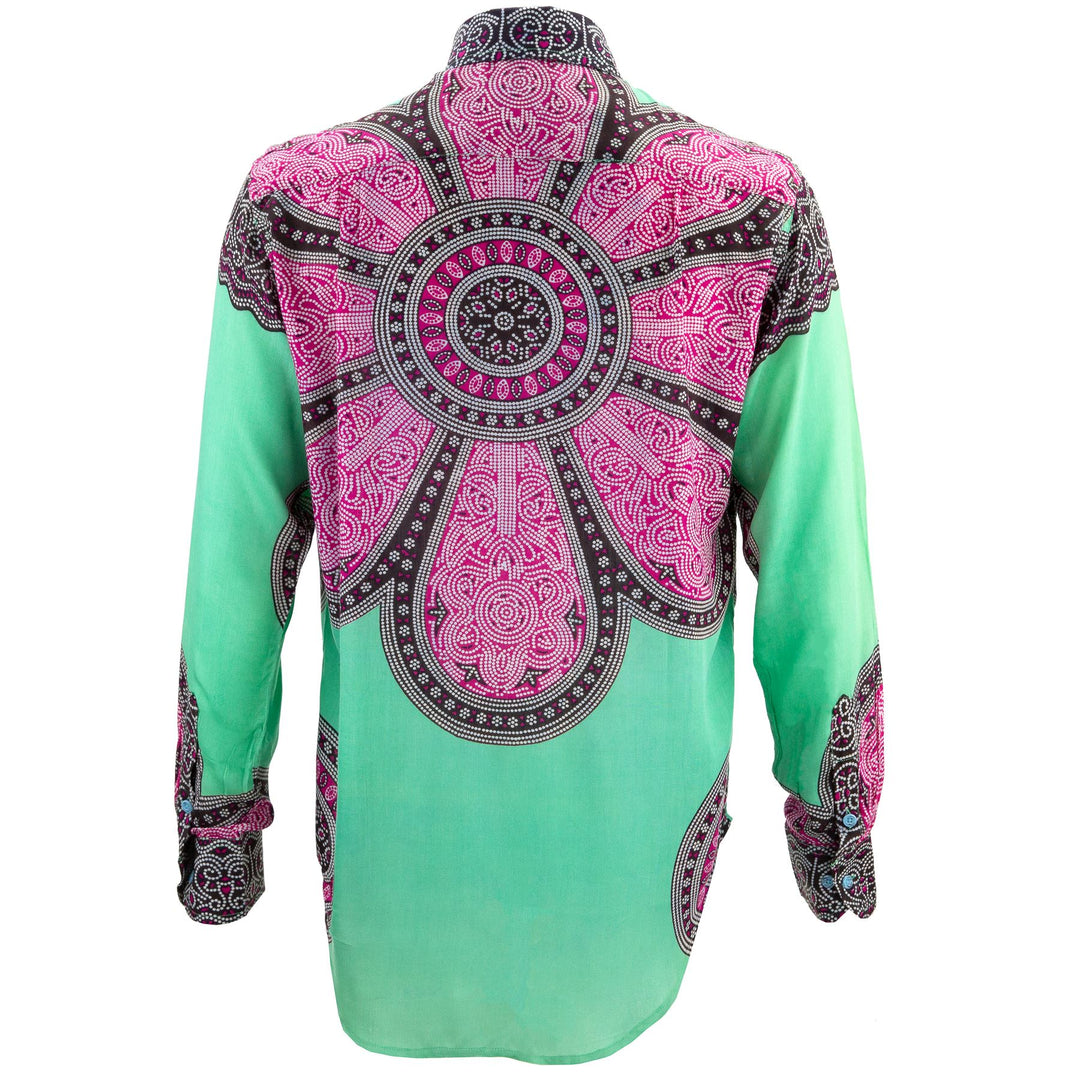 Regular Fit Long Sleeve Shirt - Flower Mandala - Green